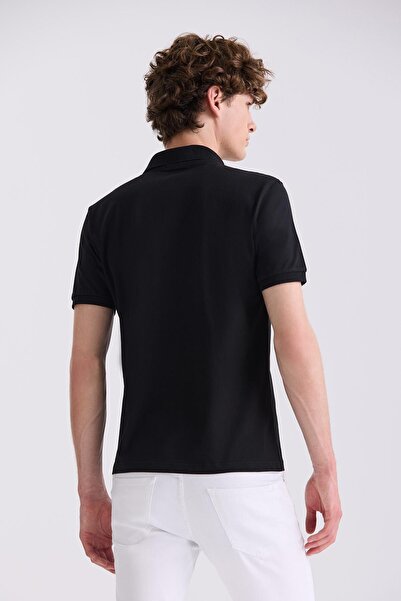 Jakamen Μαύρο Slim Fit T-Shirt Polo λαιμόκοψη