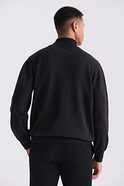 Jakamen Anthracite Slim Fit Full Turtleneck Sweater