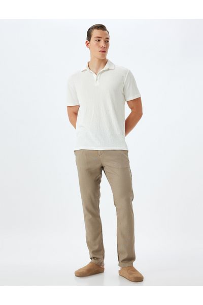 Koton Chino-Leinenhose – Taschendetail und Knöpfe