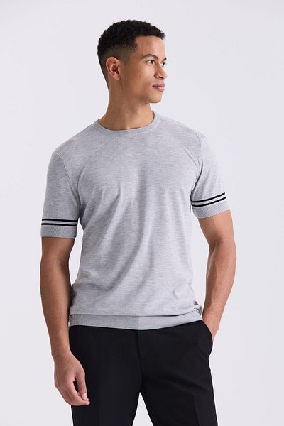 Jakamen Gray Slim Fit Crew Neck T-Shirt