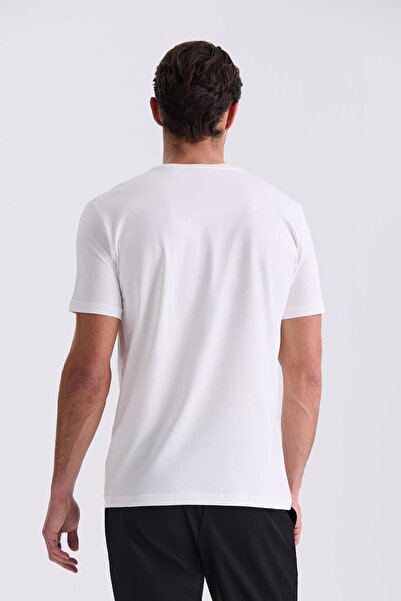 Jakamen Ecru Slim Fit Crew Neck T-Shirt