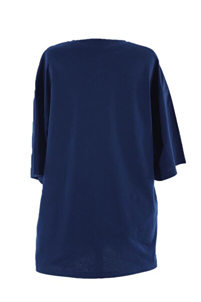 Plistre 2096_κοντομάνικο μονόχρωμο Boyfriend Oversize Basic T-shirt Navy Blue