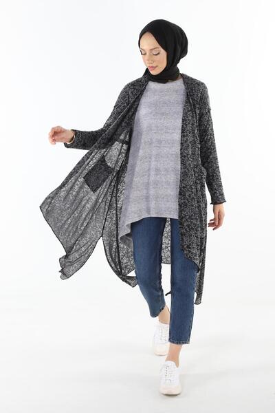 Plistre 2162_sewing Λεπτομερής Casual Hijab Cardigan