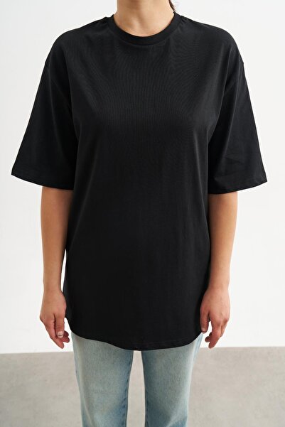 Askı Nişantaşı Μαύρο μπλουζάκι Crew Neck Oversize Basic