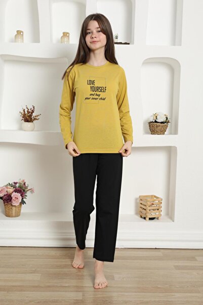 Akbeniz Girl's Combed Cotton Pajama Set - 20420