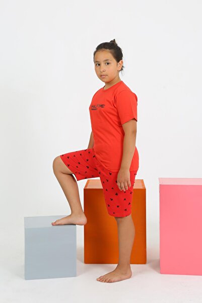 Akbeniz Kız Çocuk Şortlu Kısa Kol Penye Pijama Takım 20431