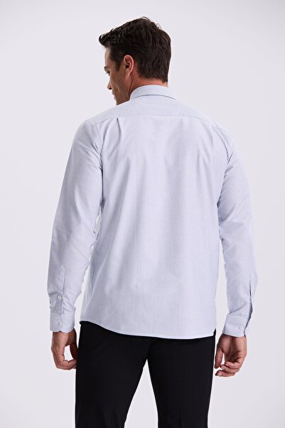 Jakamen Синя сорочка з 100% бавовни з ґудзиковим коміром Comfort Fit