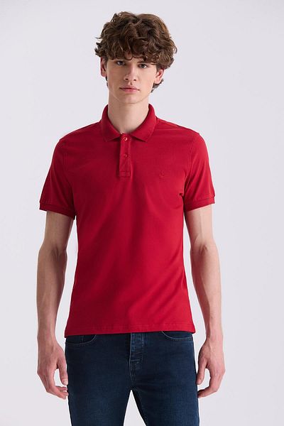 Jakamen Κόκκινο μπλουζάκι Polo Neck Slim Fit