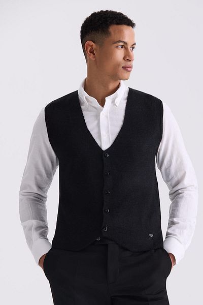 Jakamen Black Slim Fit Men's Knitwear Vest