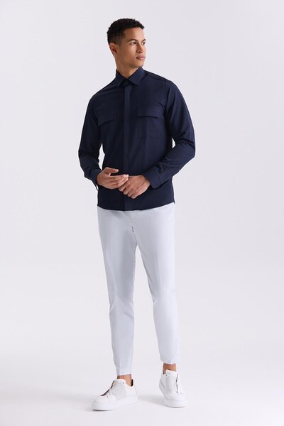 Jakamen Синя сорочка Comfort Fit з візерунком
