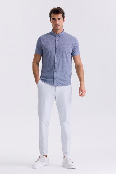 Jakamen Μπλουζάκι με κουμπιά με πέτο πουκάμισο Navy Blue Slim Fit