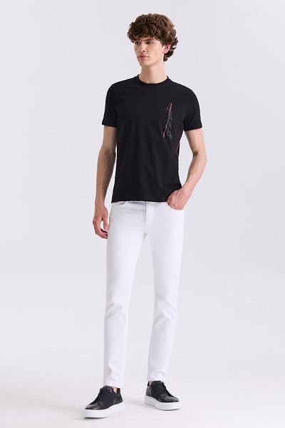 Jakamen Μαύρο Slim Fit T-shirt με Λαιμόκοψη Crew