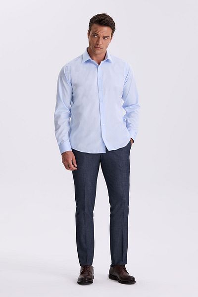 Jakamen Μπλε Comfort Fit πουκάμισο χωρίς σιδέρωμα 100% βαμβάκι