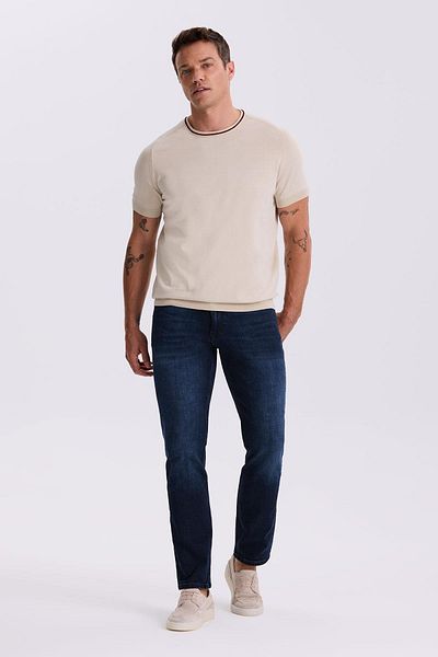 Jakamen Μπεζ Slim Fit Τριπλέτα Μπλούζα Μικρού Λαιμού