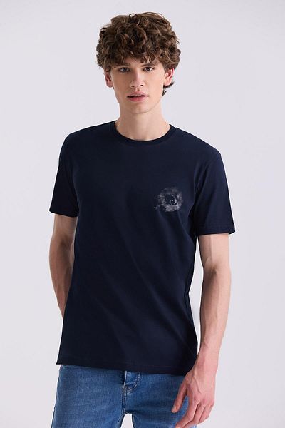 Jakamen Μπλουζάκι σε Λαβράκας Slim Fit με Στρογγυλή Λαιμόκοψη