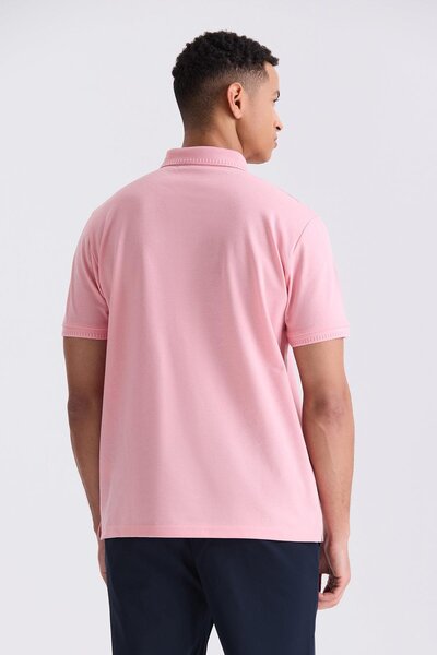 Jakamen Pink Slim Fit 100% Cotton Mercerized Polo Neck T-Shirt