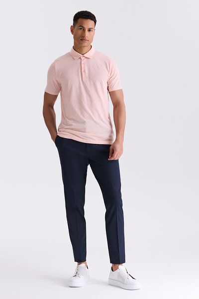Jakamen Ροζ Slim Fit Polo T-Shirt με λαιμόκοψη