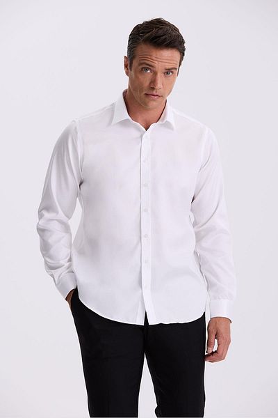 Jakamen Λευκό Comfort 100% βαμβακερό πουκάμισο χωρίς σιδέρωμα