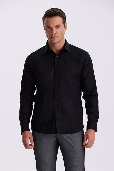 Jakamen Черна риза Comfort Fit Non-Gladding, 100% памук, без гладене