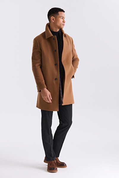 Jakamen Taba Comfort Fit Berber Collar Wool Cashew Coat