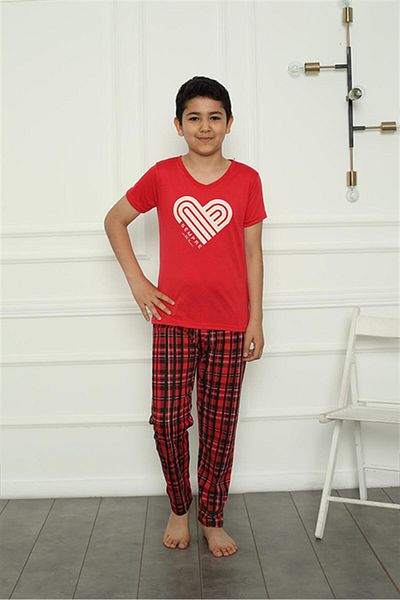 Akbeniz Boy's Combed Cotton Pajama Set 20391