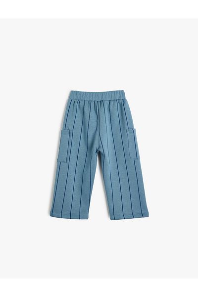 Koton Striped Sweatpants with Tie Waist Pocket Detail