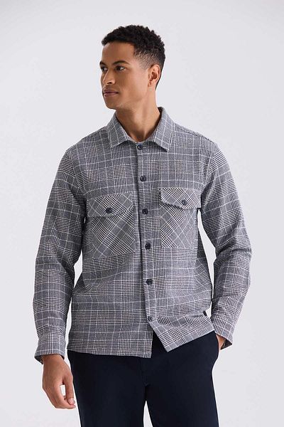 Jakamen Тъмносиня памучна риза Slim Fit на каре