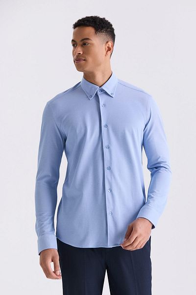 Jakamen Μπλε πουκάμισο με κουμπιά με γιακά Comfort Fit