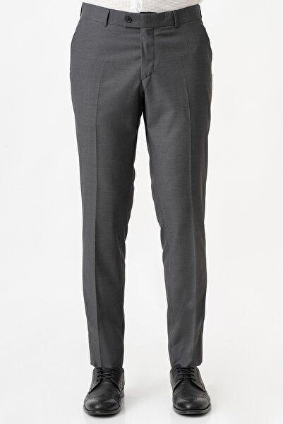 White Stone Caserta P1001 Παντελόνι από ίσιο ύφασμα σε στενή γραμμή Ανθρακί