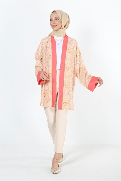 Plistre 2121_Patterned Belted Waist Kimono