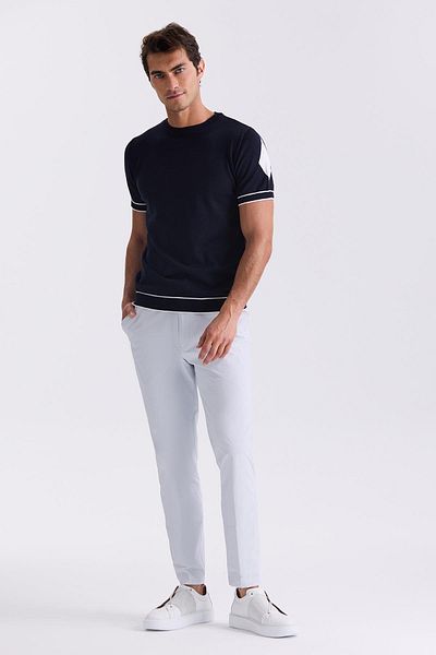Jakamen Light Blue Comfort Fit Jogger Pants with Elastic Waist