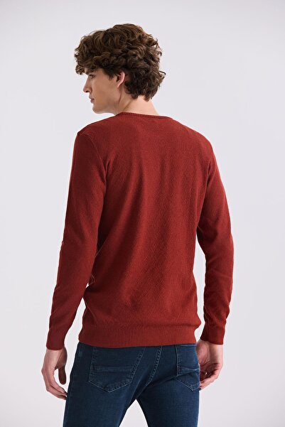 Jakamen Tile Slim Fit Crew Neck Patterned Knitwear Sweater