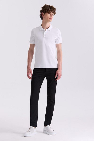 Jakamen Λευκό T-Slim Fit Polo λαιμόκοψη