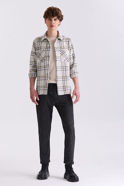 Jakamen Μαύρο Slim Fit Παντελόνι Jogger με ελαστική γραμμή μέσης