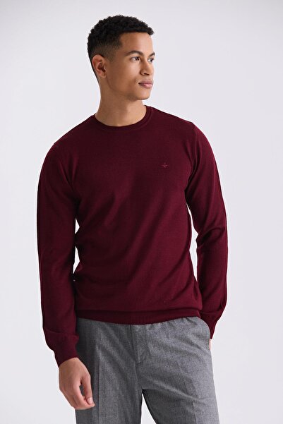 Jakamen Claret Red Regular Fit Crew Neck Knitwear Sweater