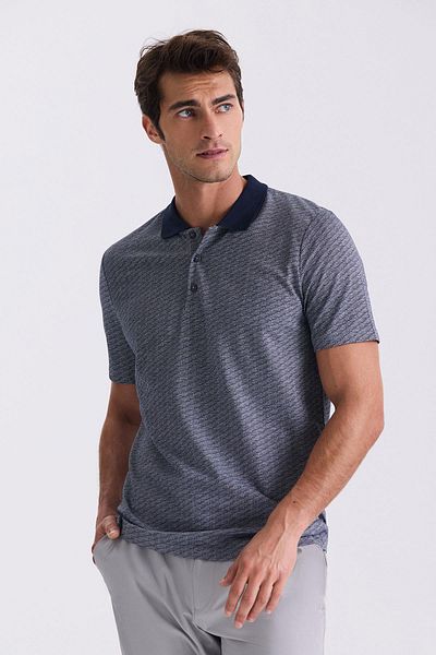 Jakamen Μπλουζάκι με μοτίβο μπλέ Navy Regular Fit με γιακά πόλο