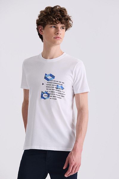 Jakamen Λευκό Slim Fit T-shirt με Στρογγυλή Λαιμόκολα