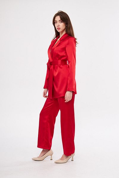 LOVELF Belted Satin Set Red