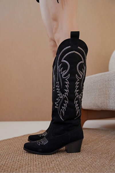 MODAADAM Γυναικείες μπότες Rendon Cowboy - Μαύρο σουέντ