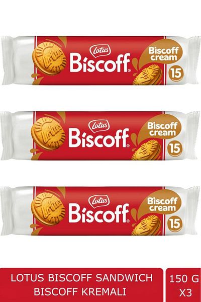 Lotus Biskoff Sandwich Cream - Squeezable Cream Biscuit 150Gr X 3 Pieces