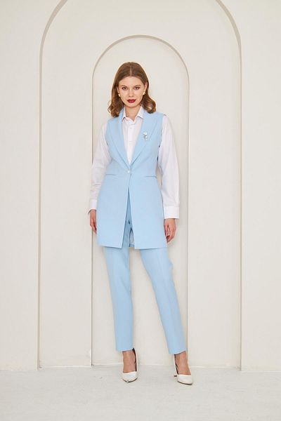 LOVELF Set vestă cu nasturi perle cu detaliu broșă Baby Blue