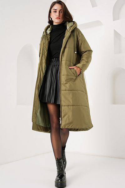 Bigdart 5120-as modell hosszú khaki pufferkabát kapucnis