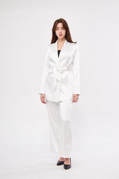 LOVELF Belted Satin Set Ecru