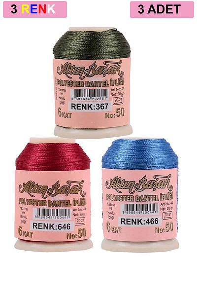 Mu Art 3 Pieces of Gold Spike Needle and Lace Thread 20 Gr - Royaleks - No: 646 - 466 - 367