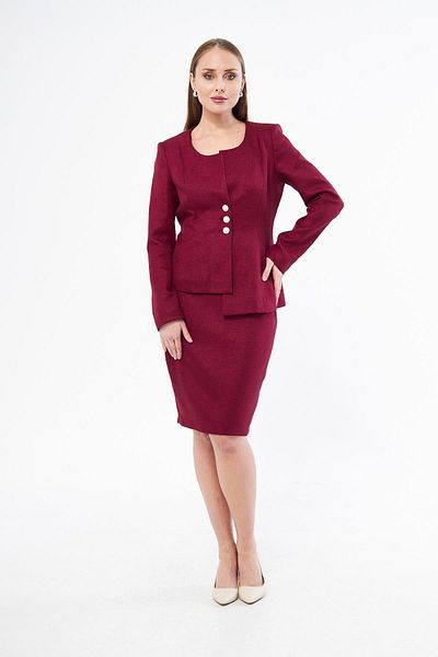 LOVELF Costum cu fustă din lână cu nasturi perle