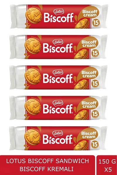Lotus Biscuit - Biscoff Sandwich, Cream Spreadable Cream - 150 Gr X 5 Pieces