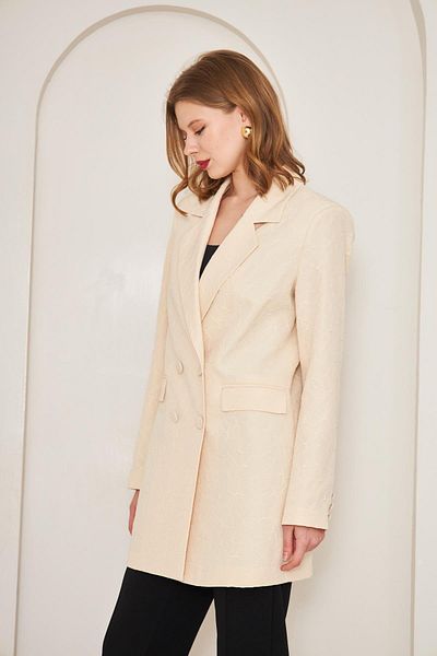 LOVELF Κρέμα μπουφάν Jacquard Διπλό Στήθος