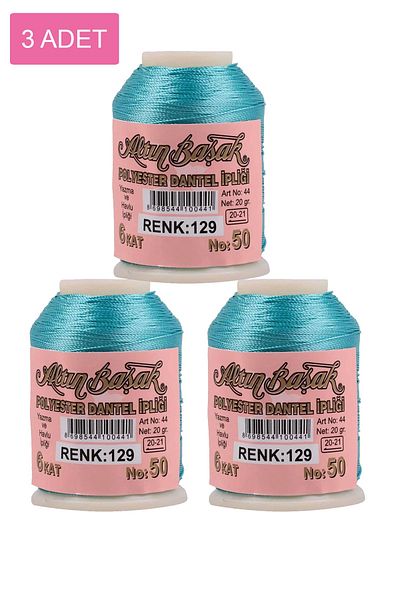Rasanet 3 Pieces of Gold Spike Needle and Lace Thread 20 Gr - Royaleks - No: 129