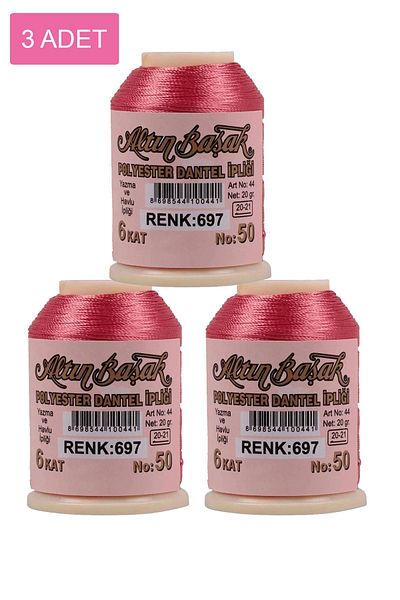 EdaAkay 3 Pieces of Gold Needle and Lace Thread 20 Gr - Royaleks - No: 697