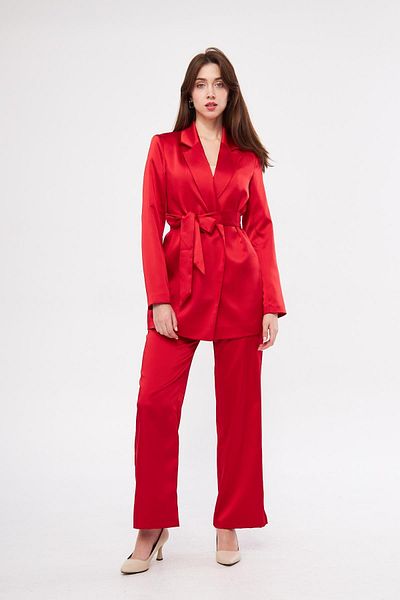 LOVELF Belted Satin Set Red